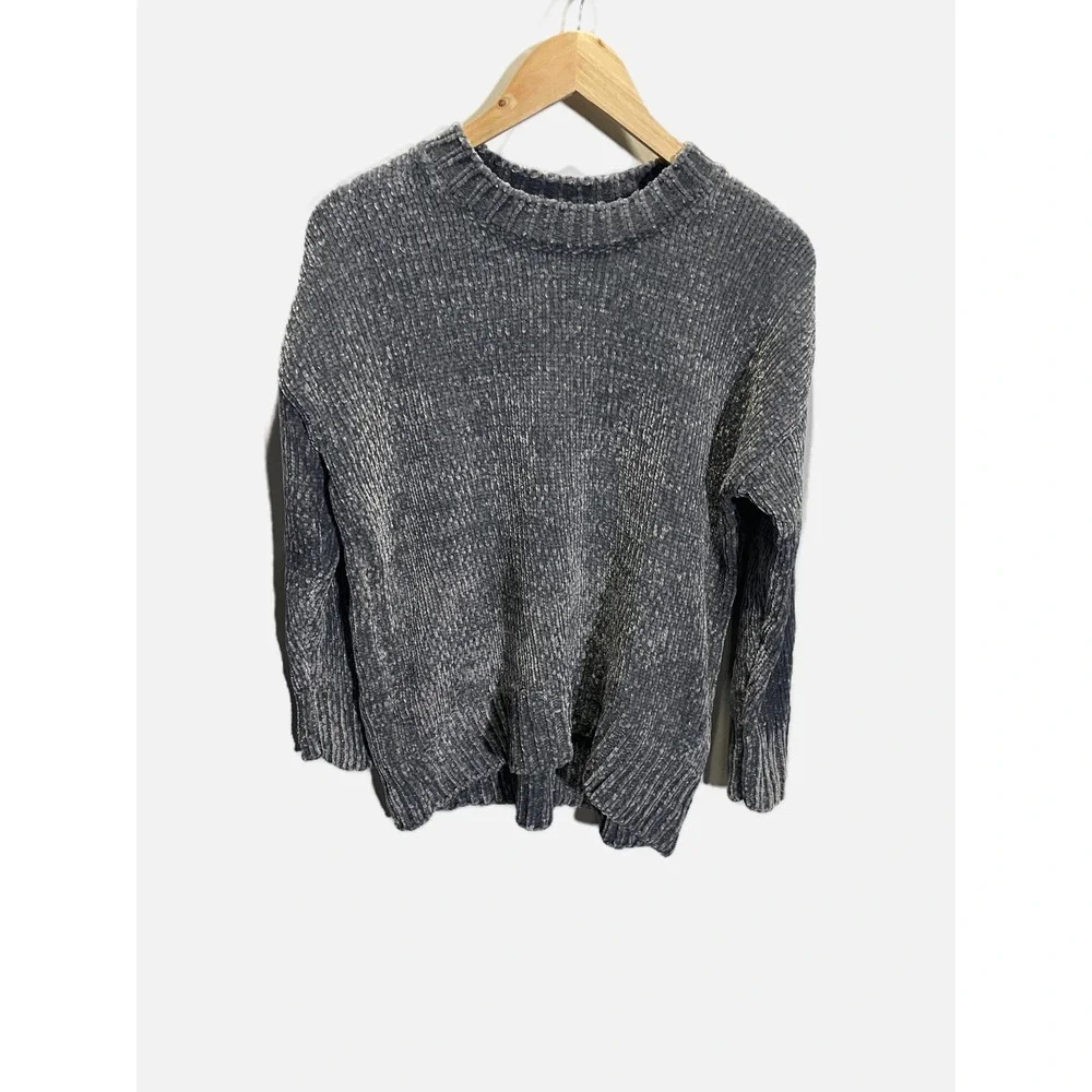 Philosophy Chenille Sweater Womens‎ Small Blue Gray Ribbed Knit Soft Cozy New